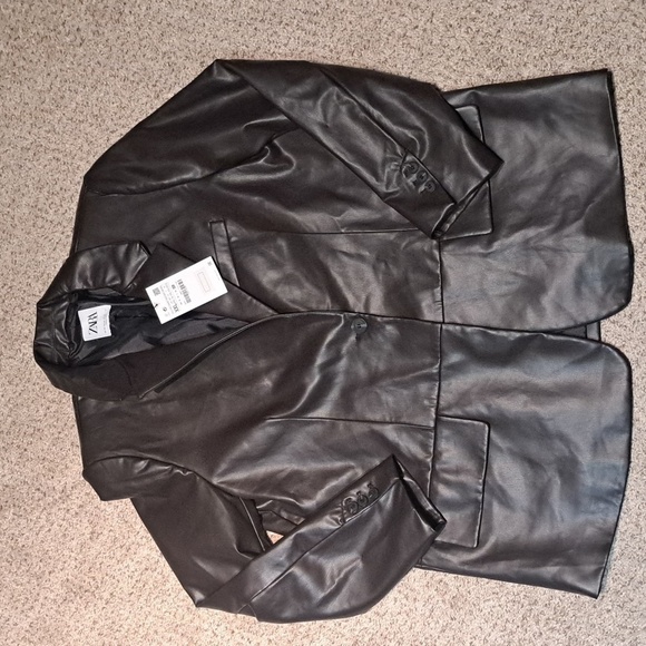 Zara Jackets & Blazers - NWT Zara brown faux leather (polyester) XXL coat, $228.00